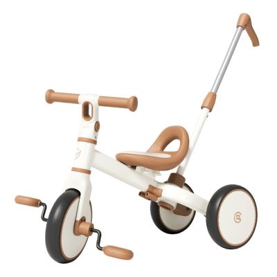 4 in 1 Toddler Tricycles for 1-3 Year Olds Boys Girls Toy, Baby Balance Bike 1 Year Old Kids Gift with Parent Steering Push Handle - Brown